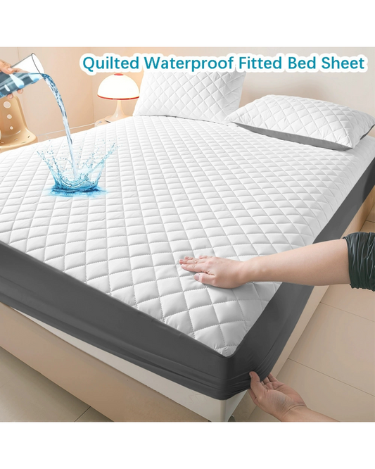 Deep Pocket Waterproof Fitted Bed Sheet – Premium Soft Quilted Mattress