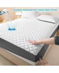 Deep Pocket Waterproof Fitted Bed Sheet – Premium Soft Quilted Mattress