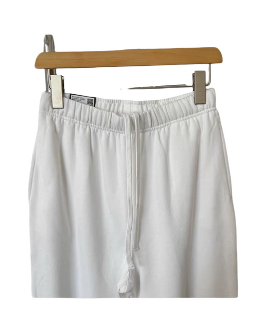 White Fleece Jogger Sweatpants – Relaxed Fit Mid-Rise Activewear Pants