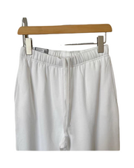 White Fleece Jogger Sweatpants – Relaxed Fit Mid-Rise Activewear Pants