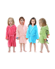 Absorbent Cotton Hooded Bathrobe for Kids with Dinosaur Tail Design