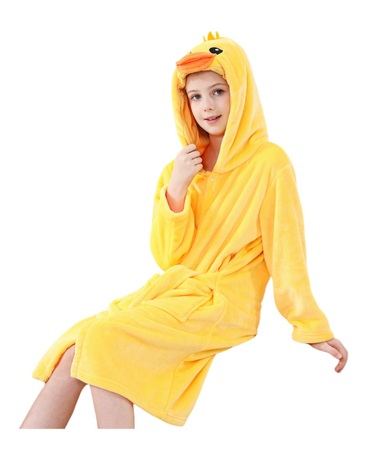 Animal Hooded Fleece Kids Lounge Robe – Cozy Plush Bathrobe & Sleepwear