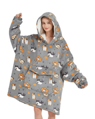 Oversized Fleece Wearable Blanket Hoodie – Warm Plush Sherpa Loungewear