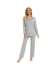 Women's Long-Sleeved Flowing Shirt and Pants Pyjama Set