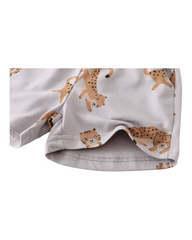 Grey Pocketed Shorts with Patterns