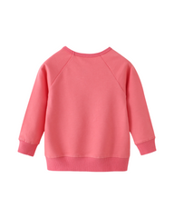 Pink Rabbit Print Sweatshirt Girls Long Sleeve Crew Neck Top