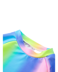 Long Sleeve Rainbow Rash Guard for Girls - Quick-Dry Two-Piece Swimwear Set