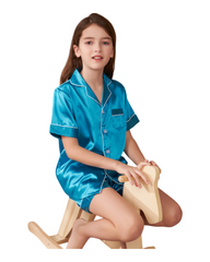 Kids' Silky Shirt and Shorts Pyjama Set