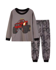 Monster Truck Graphic Long Sleeve Pajamas Two Piece Sleepwear Set