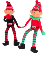 40cm Bendable Plush Christmas Elf Doll – Festive Naughty & Nice Holiday Shelf Sitter