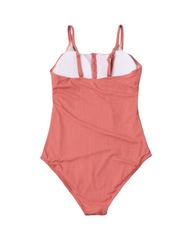 Ribbed Button Front One Piece Swimwear Womens Adjustable Strap Bathing Suit