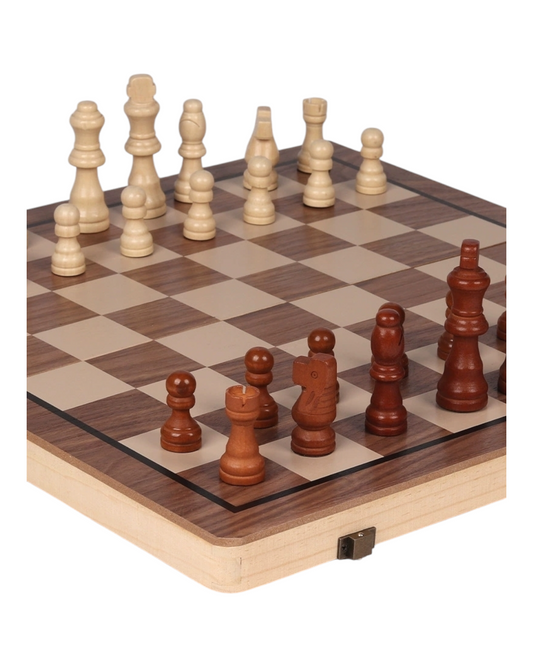 Standard Foldable Wooden Chess and Checkers Set