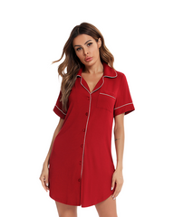 Modal Cotton Women's Relaxed-Fit Short Sleeve Loungewear Nightgown