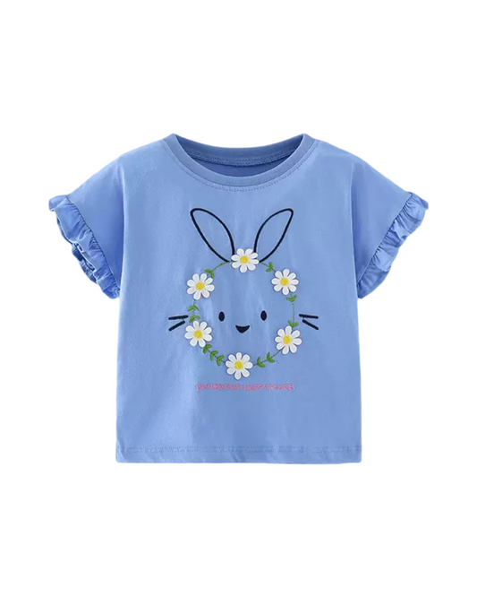 Girls Daisy Bunny Flutter Sleeve Tee