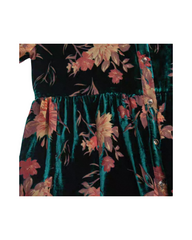 Floral High-Neck Button-Front Swing Coat Dress with Pockets