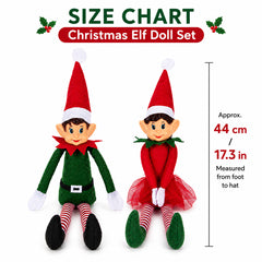 Festive Holiday Boy and Girl Elf Christmas Soft Dolls