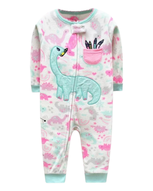Long-Sleeved Animal Patterned Baby Onesie