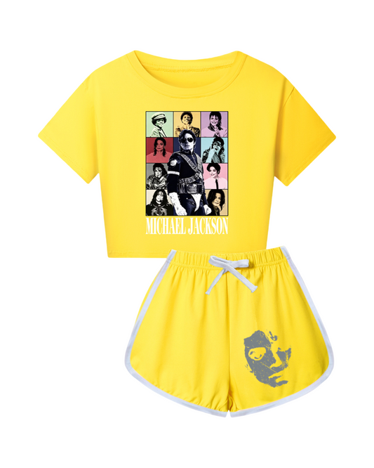 Michael Jackson Graphic Print Girls Outfit Set