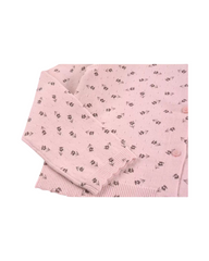 Pink Floral Knit Cardigan for Girls - Soft Long Sleeve Button-Down Sweater