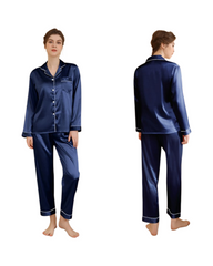 Breathable & Silky Satin Long-Sleeved Pyjamas Set