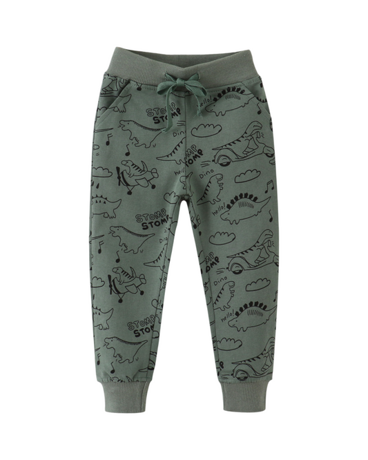 Dinosaur Patterned Boys Fleece Jogger Pants