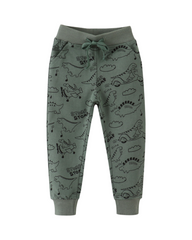 Dinosaur Patterned Boys Fleece Jogger Pants