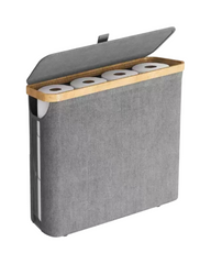 Slim Toilet Paper Storage Holder Organizer with Bamboo Lid