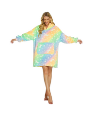 Oversized Tie-Dye Wearable Blanket Hoodie – Soft Plush Hooded Fleece Snuggle Sweatshirt with Front Pocket