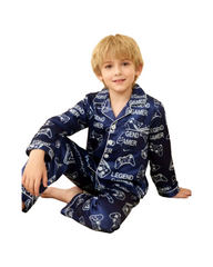 Boys' Silky Shirt and Pants Pyjama Set