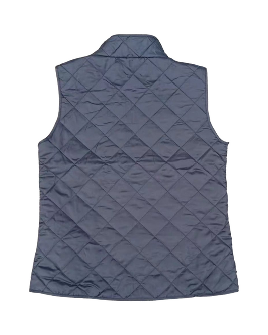 Navy Blue Quilted Women's Vest – Lightweight Insulated Polyester Outerwear Jacket