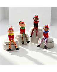 Poseable Christmas Elf Doll with Stripes – Holiday Shelf Sitter Decoration
