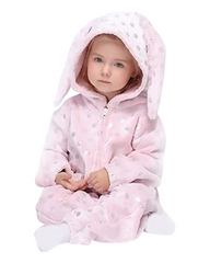Pink Polka-Dot Bunny Onesie with Pockets