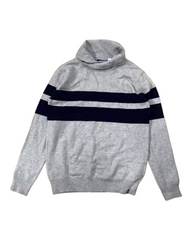 Grey Turtleneck Jumper with Black Stripes
