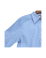 Oversized Blue and White Striped Button-Up Women's Shirt