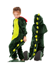 Fluffy Dinosaur Onesie with Hood and Tail