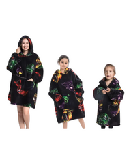 Fluffy Patterned Oodie with Pockets