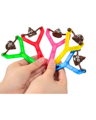 Stretchy Flying Poop Slingshot Set - Novelty Poop Launcher Finger Toys for Kids Party Favors