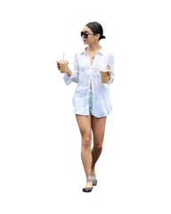 Oversized Long Sleeve Linen Cotton Button-Up Tunic Top for Women