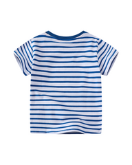 Short Sleeve Striped Cotton Tee-Dinosaur & Truck Summer Kids Tops