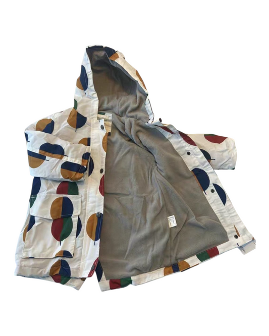 Patterned Hooded Rain Coat with Pockets