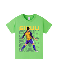 Cotton Short Sleeve Kids Graphic T-Shirt - Siuuu 7 Football Tee