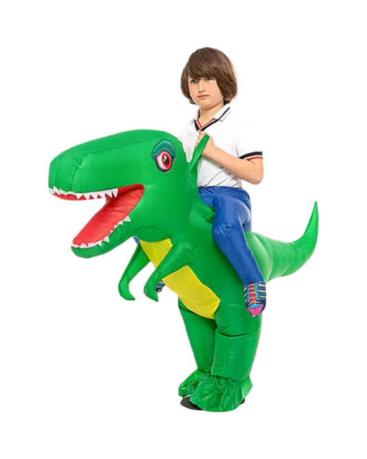 Inflatable Dinosaur Costume Ride On Green T-Rex Blow Up Outfit
