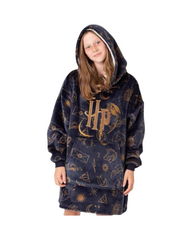 Oversized Fleece Hooded Wearable Blanket Robe with Pockets – Unisex Plaid & Print Loungewear