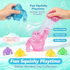 Silicone Gorilla Glitter Monkey Squishy Toy for Stress Relief and Sensory Play