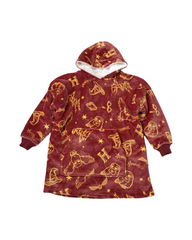 Oversized Fleece Hooded Wearable Blanket Robe with Pockets – Unisex Plaid & Print Loungewear
