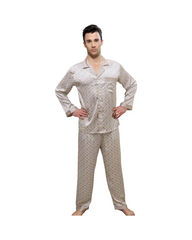 Soft Silk Satin Men Pajama Set – Long Sleeve Button-Down Sleepwear