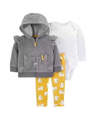 Cozy Fleece Hoodie, Baby Onesie, and Pants 3-Piece Daily Outfit Set