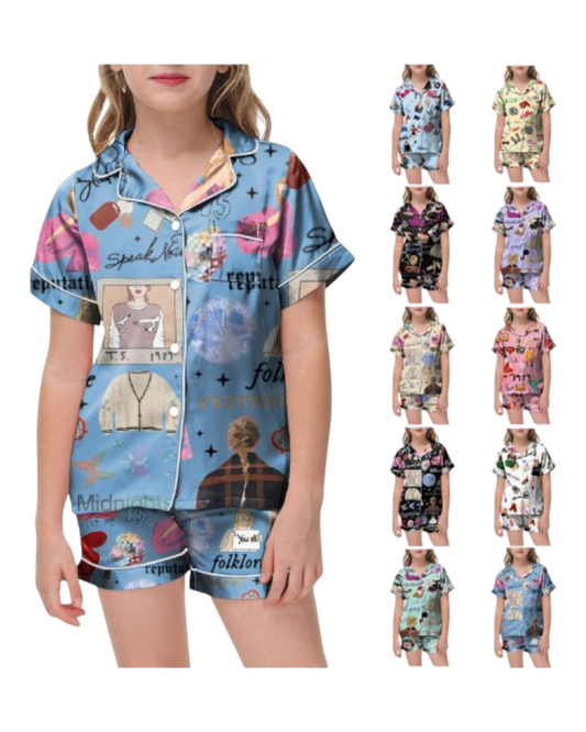 Women's Taylor Swift Patterned Shirt and Shorts Pyjama Set
