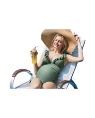 Maternity One-Piece Swimsuit – Ruched Sleeveless V-Neck Pregnancy Bathing Suit