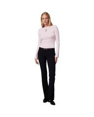 Classic Lightweight Wool Knit Top - Women's Mock Neck Long Sleeve Sweater